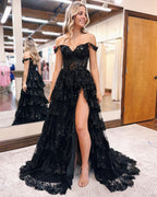 New Arrival Sweetheart Sleeveless A Line Lace Evening Party Gowns with Sweep Train