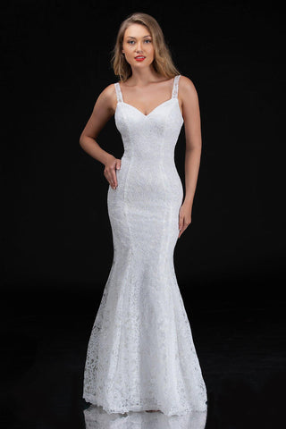 Lace Strapless Backless Long Formal Mermaid Wedding Dress