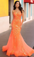 Vestido de graduación con corsé transparente
