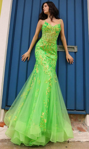 Vestido de graduación con corsé transparente