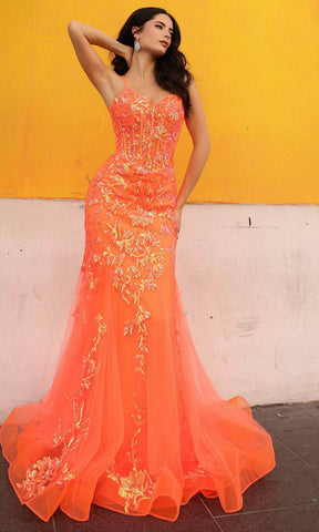 Vestido de graduación con corsé transparente