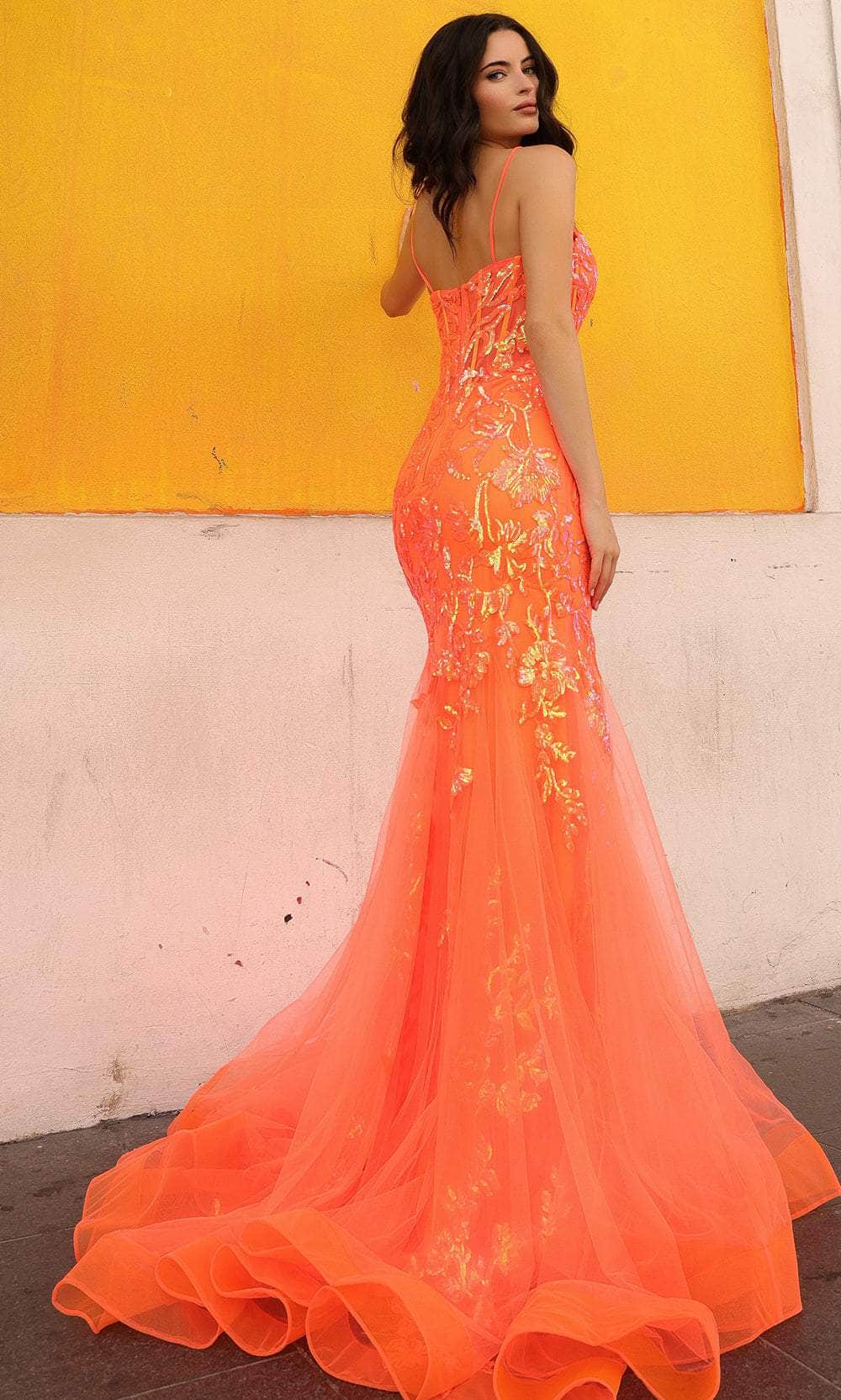 Vestido de graduación con corsé transparente