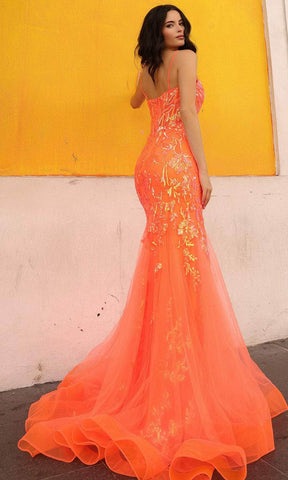 Vestido de graduación con corsé transparente