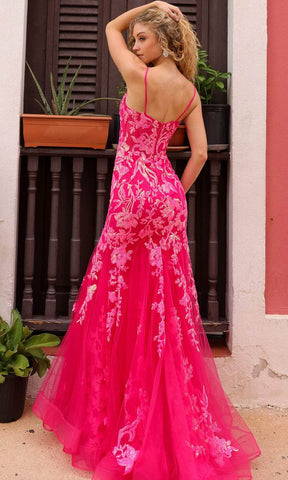 Vestido de graduación con corsé transparente