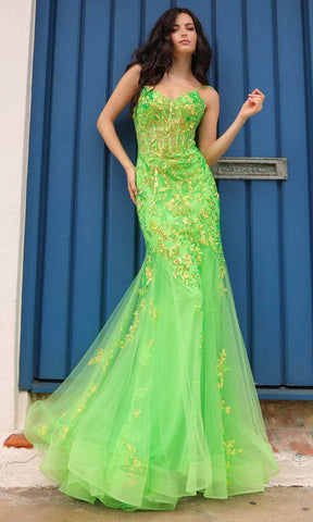 Vestido de graduación con corsé transparente