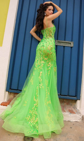 Vestido de graduación con corsé transparente