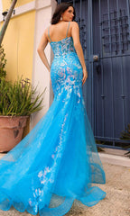 Vestido de graduación con corsé transparente