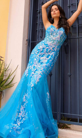 Vestido de graduación con corsé transparente