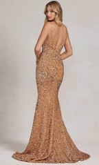 Sequin V-Neck Evening Dress
