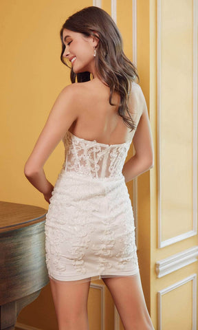 Embroidered Strapless Cocktail Dress