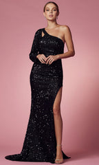 Sequin Cutout Ornate Evening Dress
