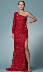 Sequin Cutout Ornate Evening Dress