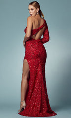 Sequin Cutout Ornate Evening Dress