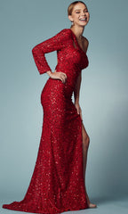 Sequin Cutout Ornate Evening Dress