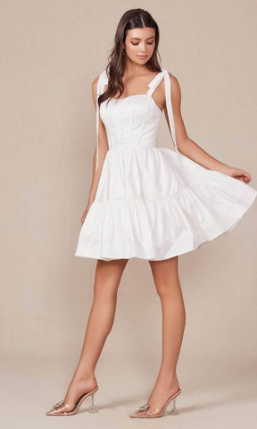 Tie Strap Semi Sweetheart Neck Cocktail Dress