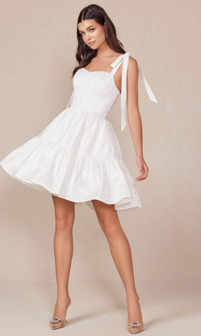 Tie Strap Semi Sweetheart Neck Cocktail Dress