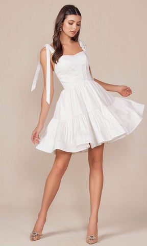 Tie Strap Semi Sweetheart Neck Cocktail Dress