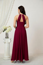 Baoleely - Vestido de dama de honor de gasa con cuello halter, largo, corte A, vestido formal de noche 2805 