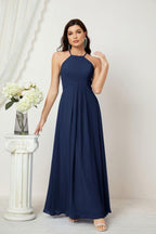 Baoleely - Vestido de dama de honor de gasa con cuello halter, largo, corte A, vestido formal de noche 2805 