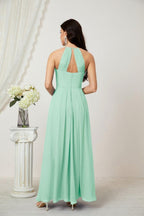 Baoleely - Vestido de dama de honor de gasa con cuello halter, largo, corte A, vestido formal de noche 2805 