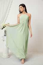 Baoleely - Vestido de dama de honor de gasa con cuello halter, largo, corte A, vestido formal de noche 2805 