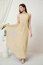 Baoleely - Vestido de dama de honor de gasa con cuello halter, largo, corte A, vestido formal de noche 2805 