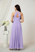 Baoleely - Vestido de dama de honor de gasa con cuello halter, largo, corte A, vestido formal de noche 2805 