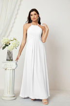 Baoleely - Vestido de dama de honor de gasa con cuello halter, largo, corte A, vestido formal de noche 2805 
