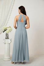 Baoleely - Vestido de dama de honor de gasa con cuello halter, largo, corte A, vestido formal de noche 2805 