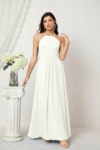 Baoleely - Vestido de dama de honor de gasa con cuello halter, largo, corte A, vestido formal de noche 2805 