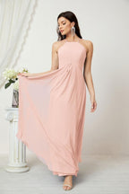Baoleely - Vestido de dama de honor de gasa con cuello halter, largo, corte A, vestido formal de noche 2805 