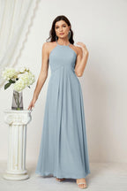 Baoleely - Vestido de dama de honor de gasa con cuello halter, largo, corte A, vestido formal de noche 2805 