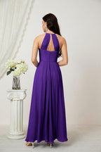 Baoleely - Vestido de dama de honor de gasa con cuello halter, largo, corte A, vestido formal de noche 2805 