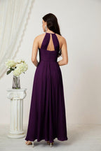 Baoleely - Vestido de dama de honor de gasa con cuello halter, largo, corte A, vestido formal de noche 2805 