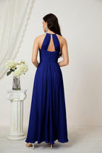 Baoleely - Vestido de dama de honor de gasa con cuello halter, largo, corte A, vestido formal de noche 2805 