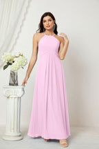 Baoleely - Vestido de dama de honor de gasa con cuello halter, largo, corte A, vestido formal de noche 2805 