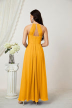 Baoleely - Vestido de dama de honor de gasa con cuello halter, largo, corte A, vestido formal de noche 2805 