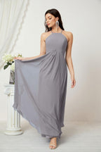 Baoleely - Vestido de dama de honor de gasa con cuello halter, largo, corte A, vestido formal de noche 2805 