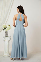 Baoleely - Vestido de dama de honor de gasa con cuello halter, largo, corte A, vestido formal de noche 2805 