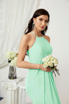 Baoleely - Vestido de dama de honor de gasa con cuello halter, largo, corte A, vestido formal de noche 2805 