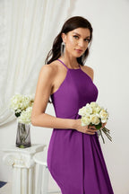 Baoleely - Vestido de dama de honor de gasa con cuello halter, largo, corte A, vestido formal de noche 2805 