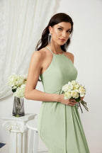 Baoleely - Vestido de dama de honor de gasa con cuello halter, largo, corte A, vestido formal de noche 2805 