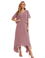 Vestidos de chifón de talla grande para la madre de la novia con chaqueta, vestidos formales para boda SY28073 