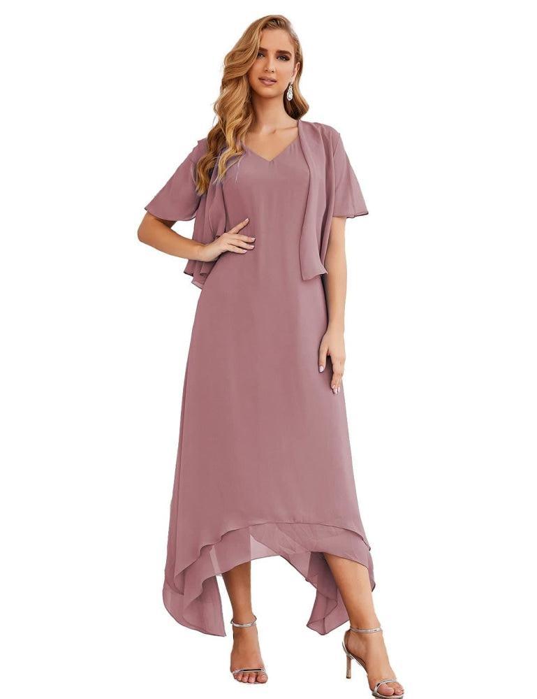 Vestidos de chifón de talla grande para la madre de la novia con chaqueta, vestidos formales para boda SY28073 