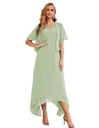 Vestidos de chifón de talla grande para la madre de la novia con chaqueta, vestidos formales para boda SY28073 