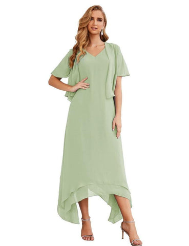 Vestidos de chifón de talla grande para la madre de la novia con chaqueta, vestidos formales para boda SY28073 