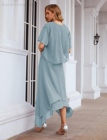 Vestidos de chifón de talla grande para la madre de la novia con chaqueta, vestidos formales para boda SY28073 