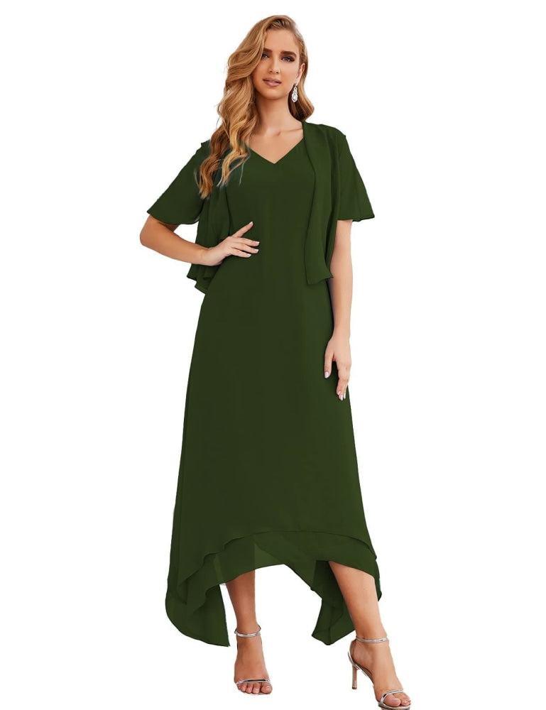Vestidos de chifón de talla grande para la madre de la novia con chaqueta, vestidos formales para boda SY28073 