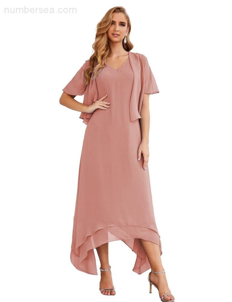 Vestidos de chifón de talla grande para la madre de la novia con chaqueta, vestidos formales para boda SY28073 