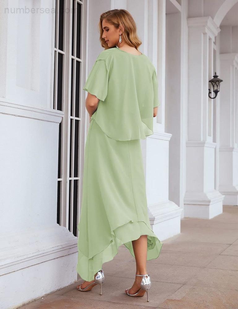 Vestidos de chifón de talla grande para la madre de la novia con chaqueta, vestidos formales para boda SY28073 